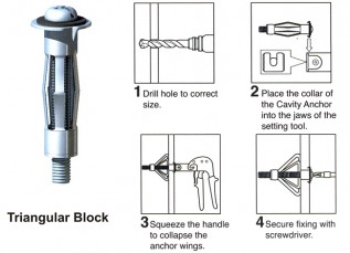 M4x20 Metal Cavity Fixings(Brolly Type)(Grip : 0-4mm)  (100/pack)