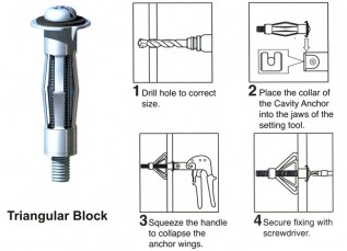 M5x40 Metal Cavity Fixings Brolly type (100/pack)